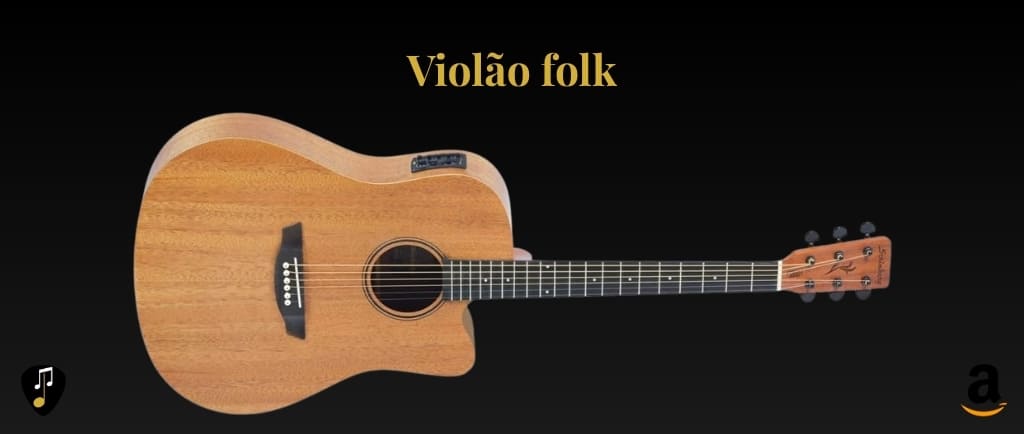 Tipos de violão modelo folk tocando com estilo
